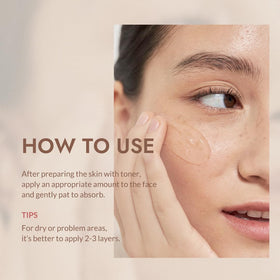 MIZON serum being applied to cheek to illustrate hydration and plumping effect