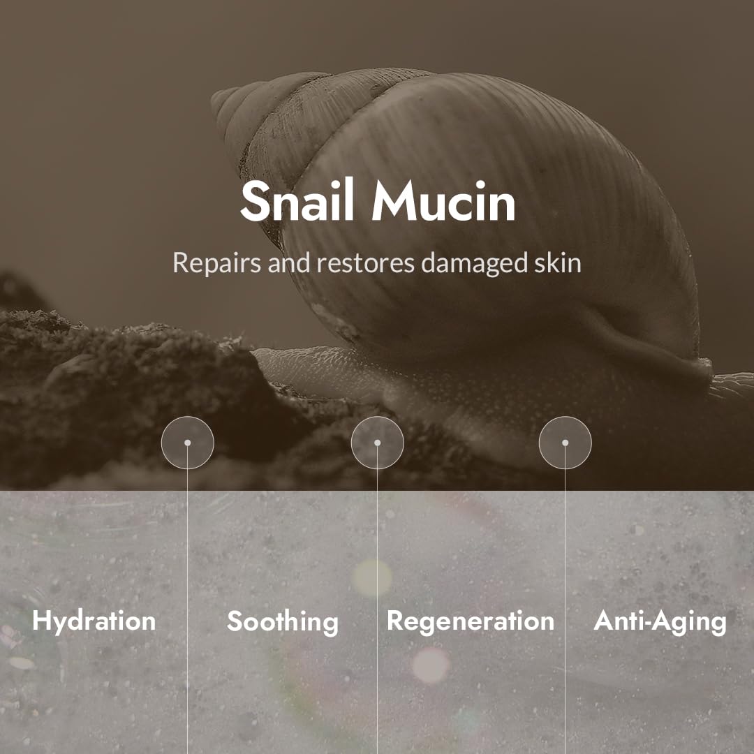 MIZON close-up label highlighting key actives like snail mucin and hyaluronic acid