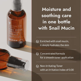 MIZON toner pouring texture demonstrating fast absorption and hydration