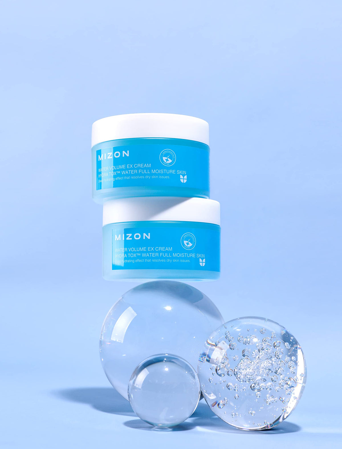 MIZON jar next to common items to show 230ml generous size benefit