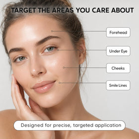 MKSUVGQ applying serum to cheeks for subtle plumping and improved texture benefit