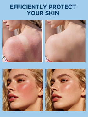 mkzea applying sunscreen to face, smooth non-greasy absorption