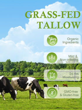 mkzea close-up whipped tallow texture, showing smooth spreadability for easy application