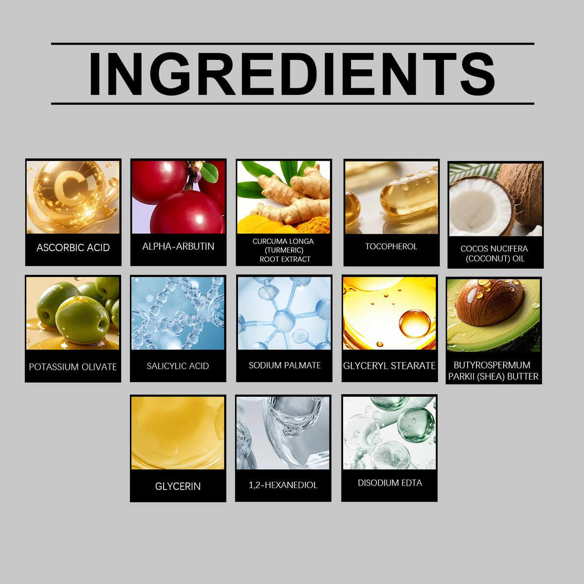 MMGRZR illustrated ingredients with turmeric and vitamin C for skin brightness