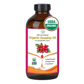 MMPANG front bottle showing organic rosehip oil and benefits