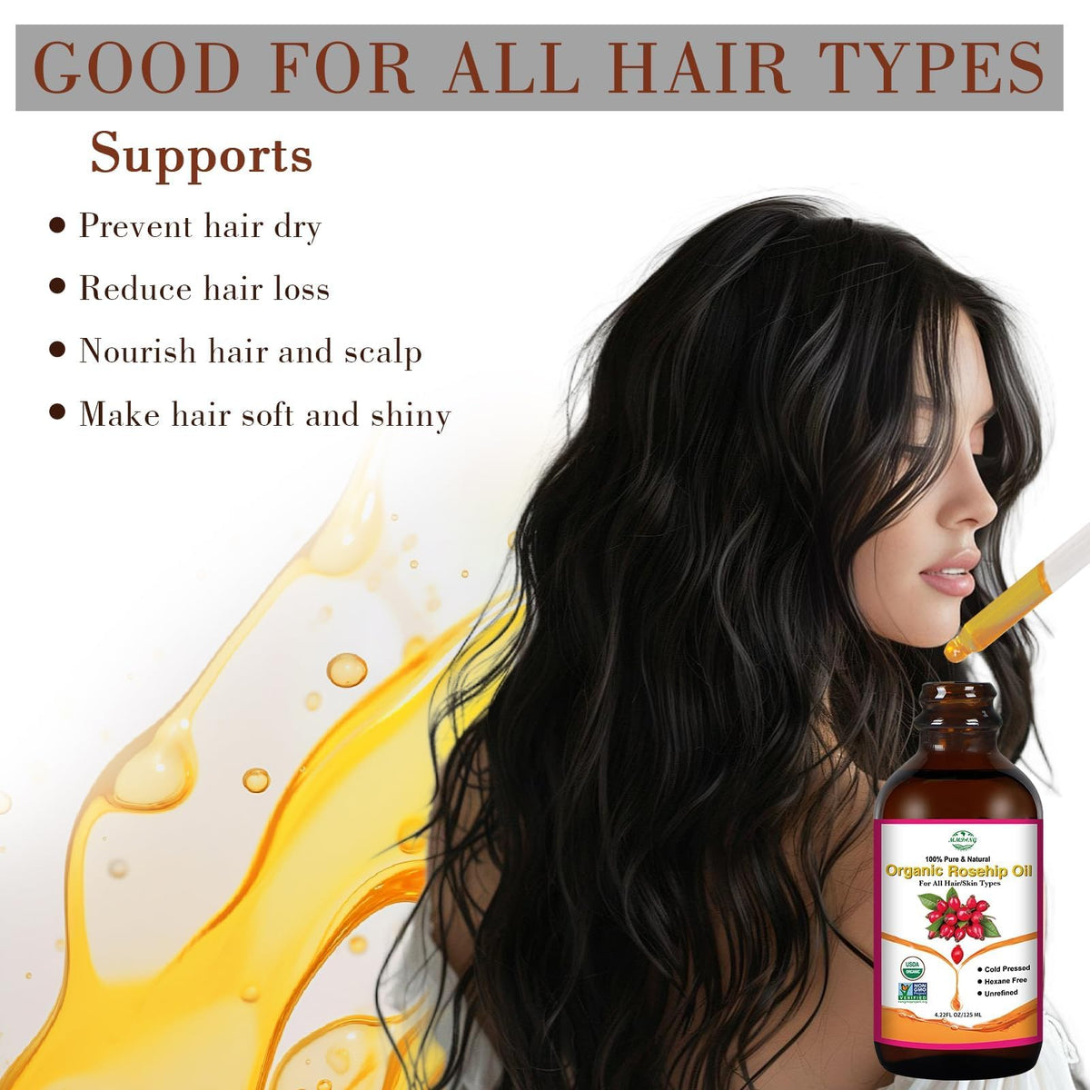 MMPANG applying oil to hair ends to reduce breakage and add shine