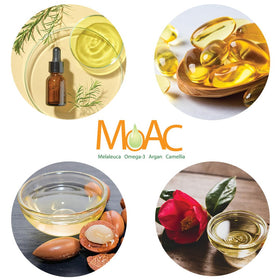 Moac bottle next to ruler for scale, brand indicating compact travel-friendly size