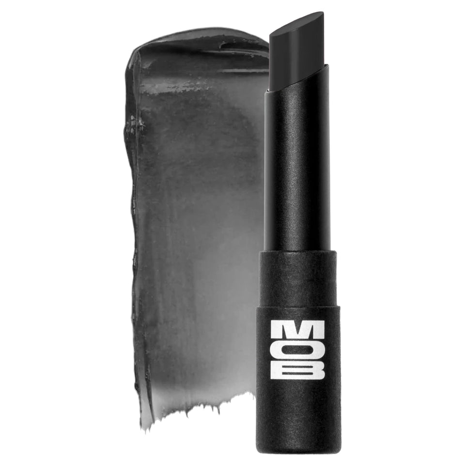 MOB lip balm front packaging showing sleek tube and shade for easy identification and style