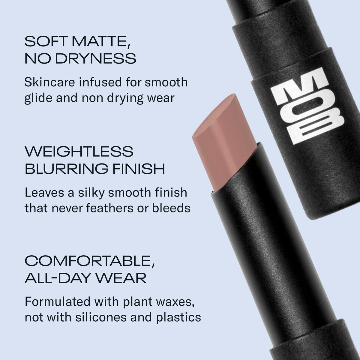 MOB closeup of lipstick glide showing creamy texture for smooth application