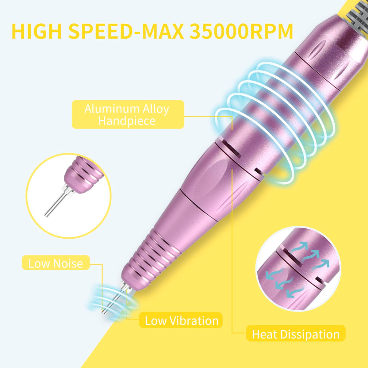 MOCOWIND bits and sanding bands array for versatile nail tasks