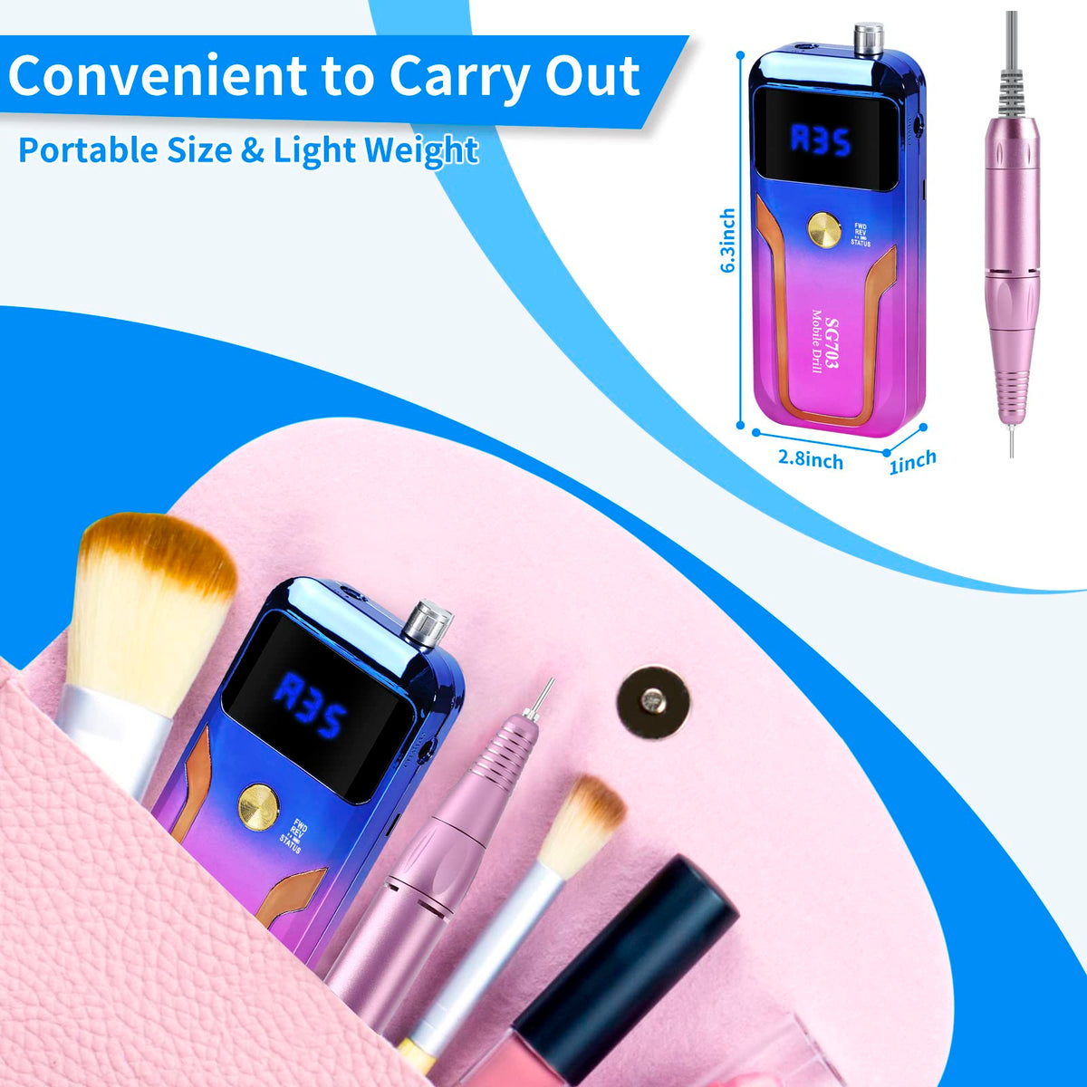 MOCOWIND base and LCD display with charging cable showing battery status benefit
