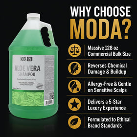 MODA back of bottle ingredients panel for transparency and salon use