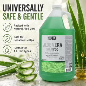 MODA bottle label detail highlighting aloe vera and professional formulation