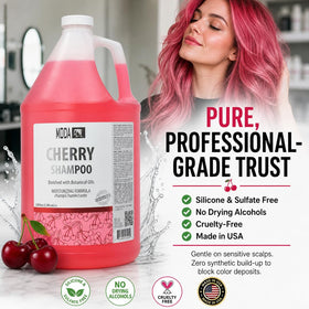 MODA ingredients label highlighting keratin, panthenol, jojoba oil benefits