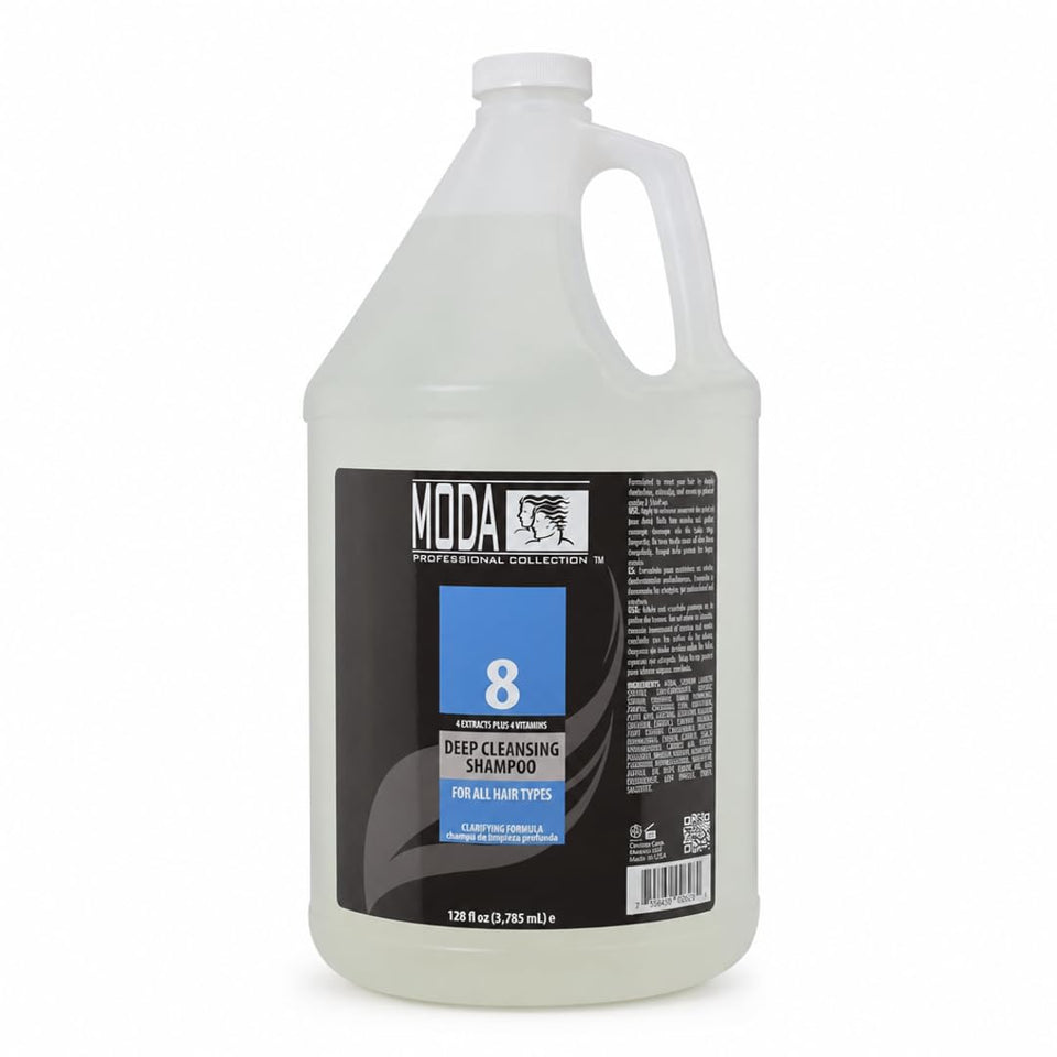 MODA front bottle view showing full 128 oz packaging and clear labeling benefit