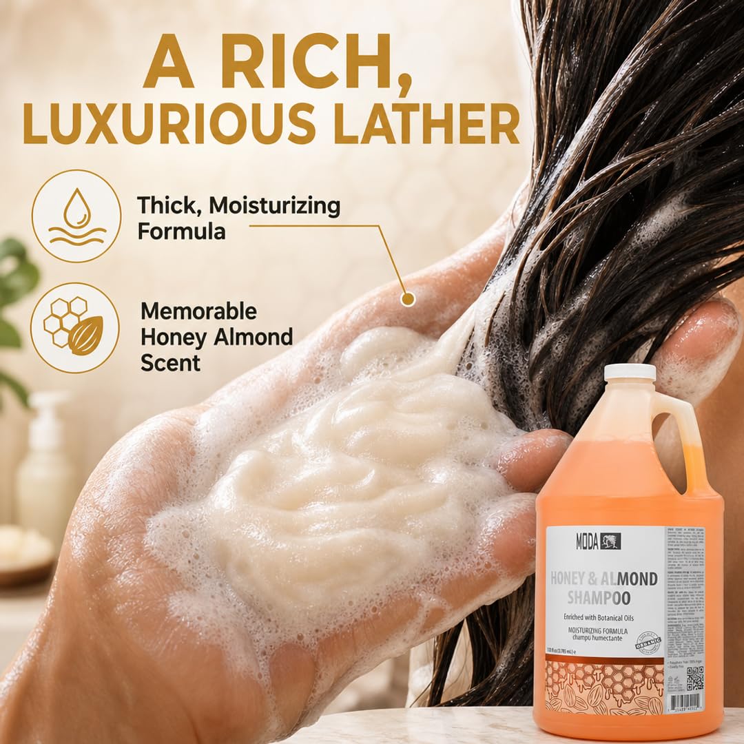 MODA shampoo being poured into hand producing rich foam for effective cleansing