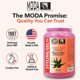 MODA jar on salon backbar showing professional-grade reliability and value