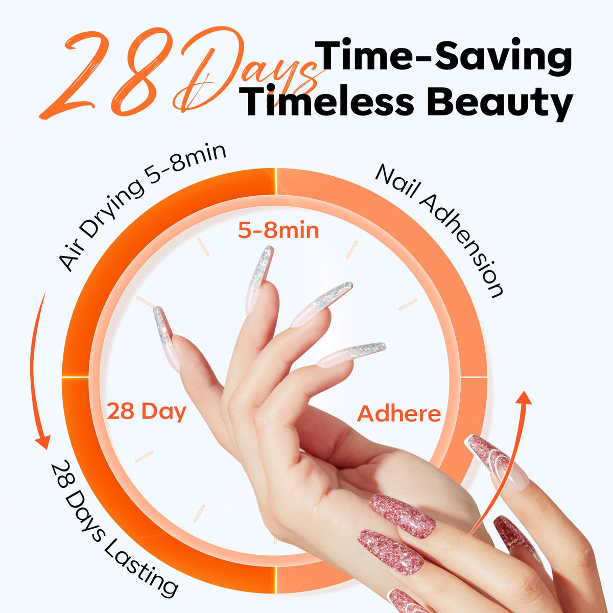 modelones acrylic extensions finished nails illustrating strong long-lasting results