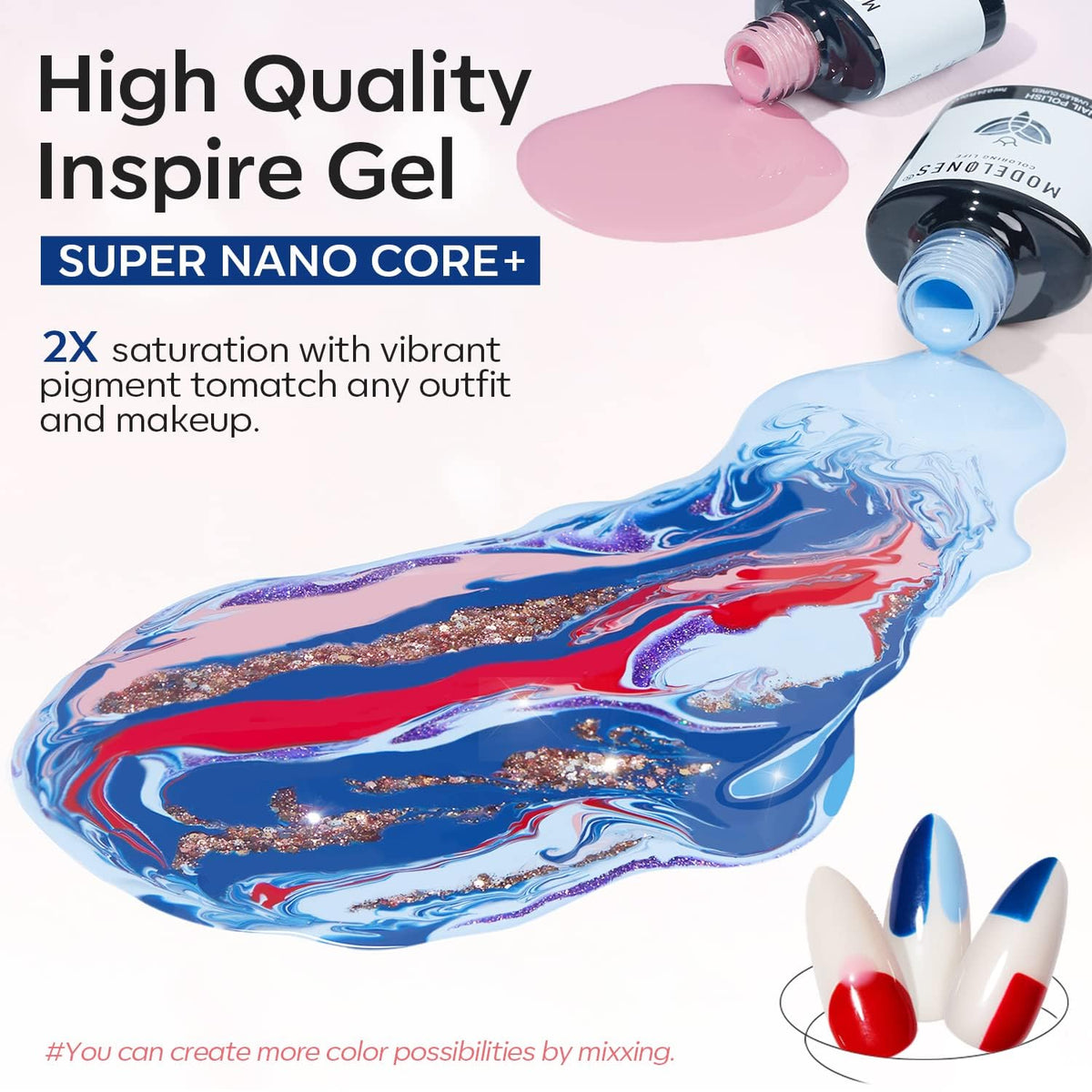 modelones application under an LED lamp demonstrating quick curing and salon results