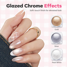 modelones chrome powders with rub-on sticks adding reflective shine to stamped nails