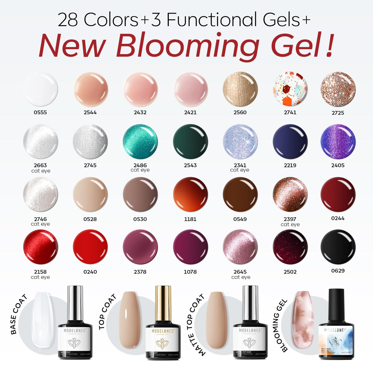 modelones color array of 28 bottles displaying seasonal shades for versatile looks