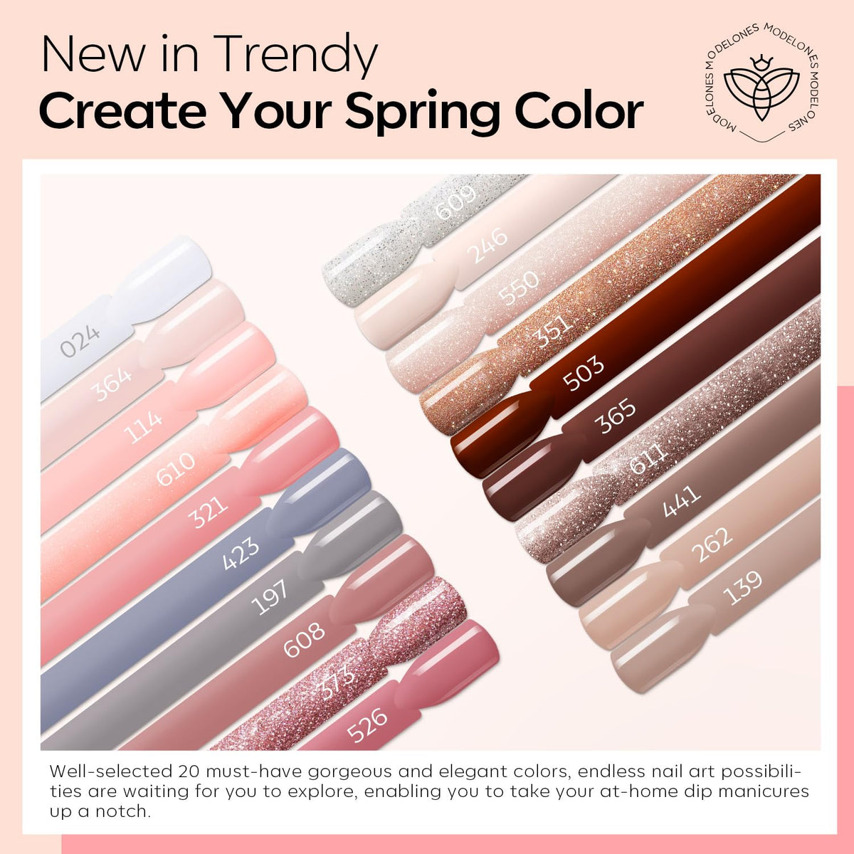 modelones color range closeup highlighting 20 shades for versatile looks