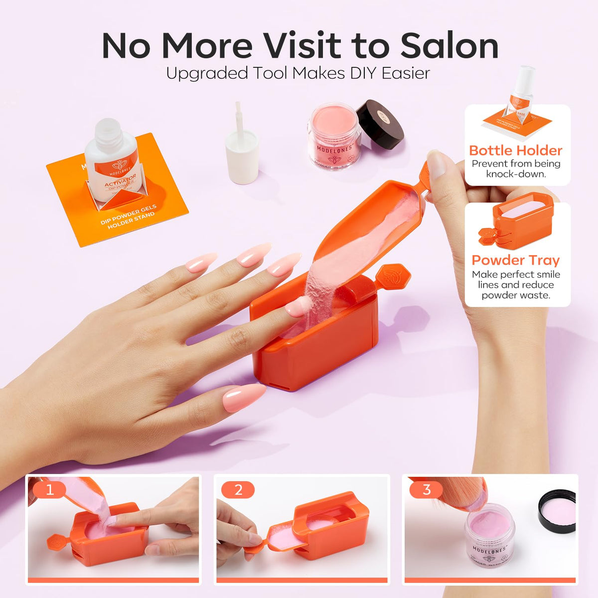 Modelones finished nails lifestyle shot showing glossy result and wearable color inspiration