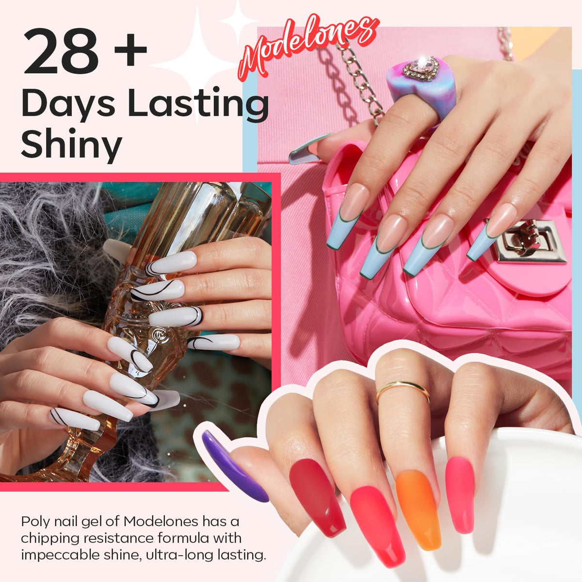 modelones lamp and tools arranged to show everything included for DIY nails