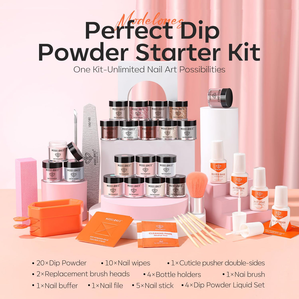 modelones liquids and labels arranged to show bond base activator top benefits