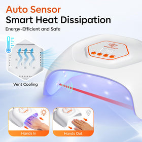 Modelones low-heat mode display close-up showing gentler curing for comfort