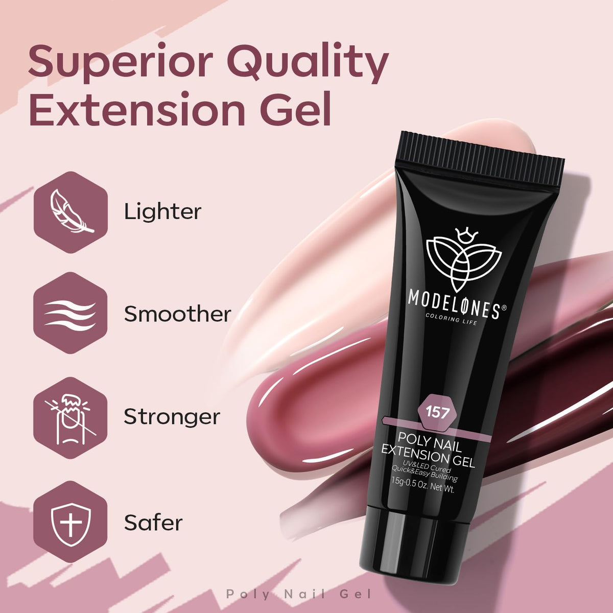 modelones nail extensions before and after demonstrating strength and finish benefit