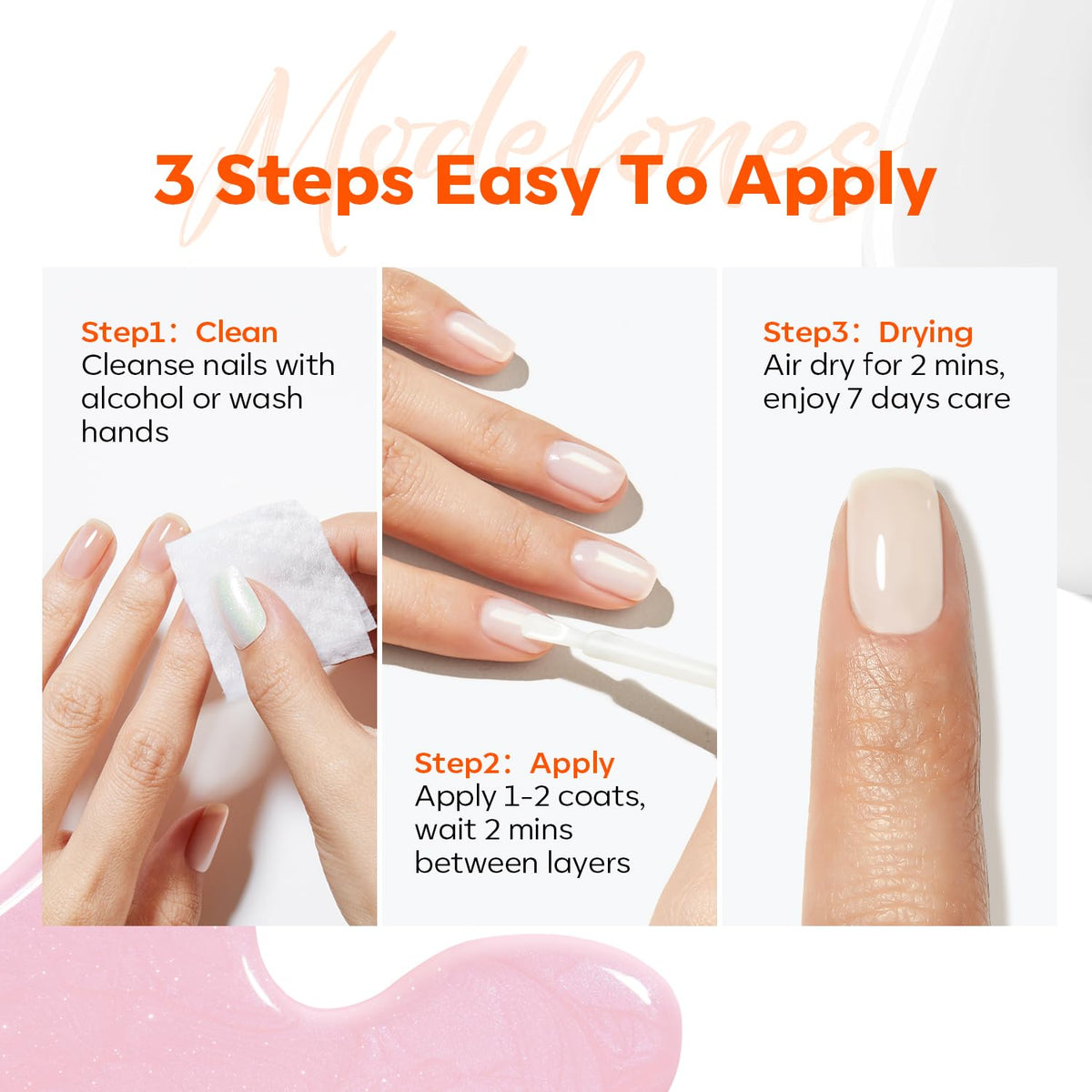 modelones on fingernails lifestyle image showing polished, strengthened nails benefit