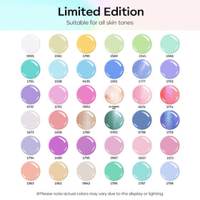 modelones open bottles overhead displaying 36 pastel colors
