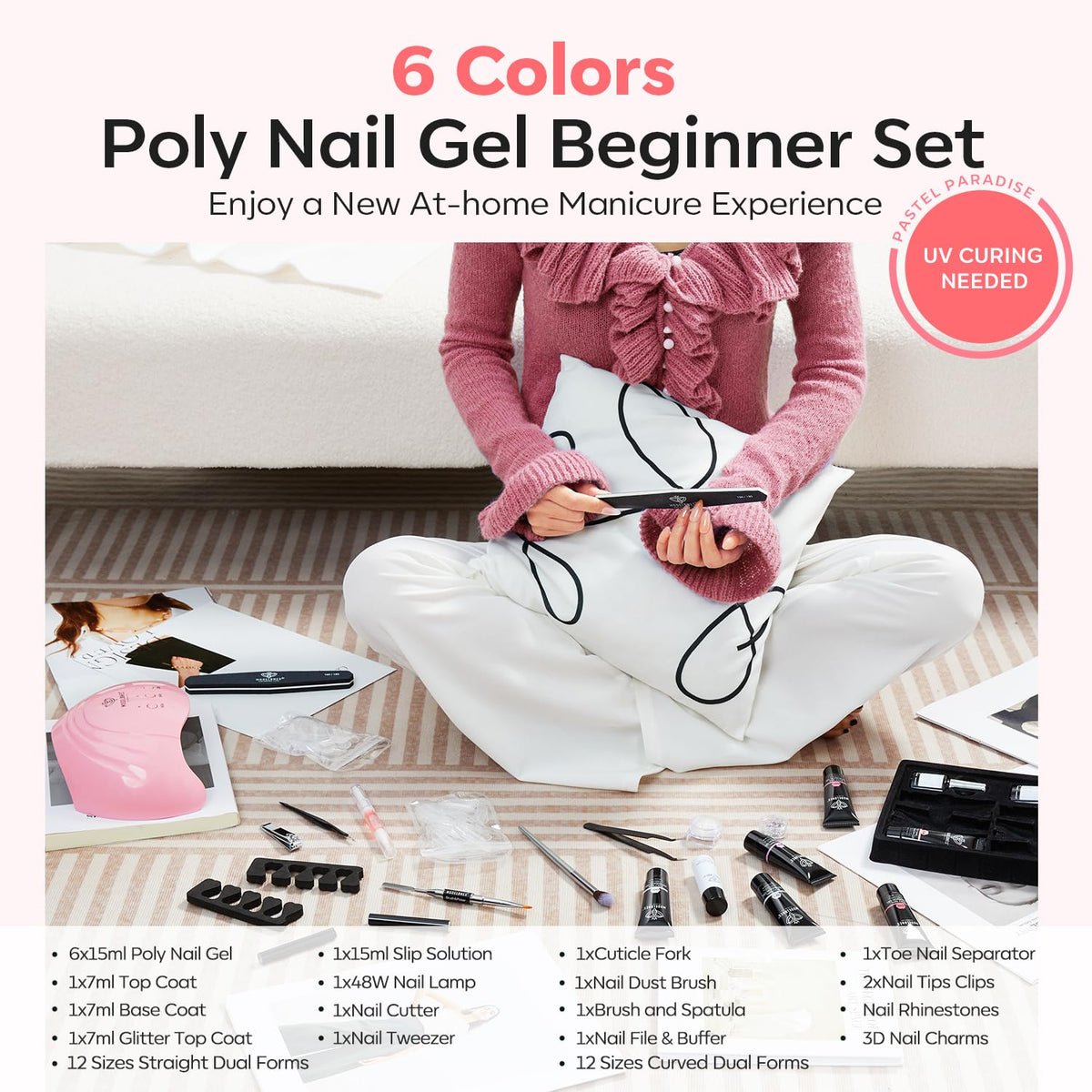 Modelones six poly gel colors displayed to mix and match shades