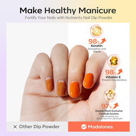 Modelones size comparison with hand illustrating jar scale and countertop storage benefit