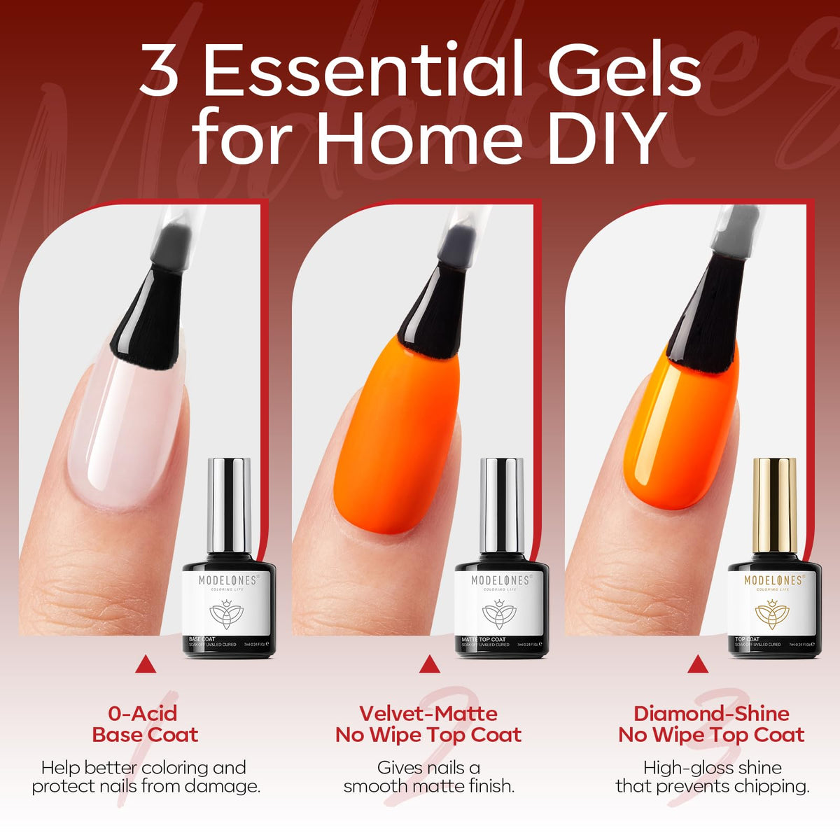 modelones size scale next to fingers to show 5ml bottle proportions and portability