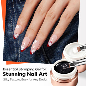 modelones stamped nail swatch showing crisp patterns and chrome finish