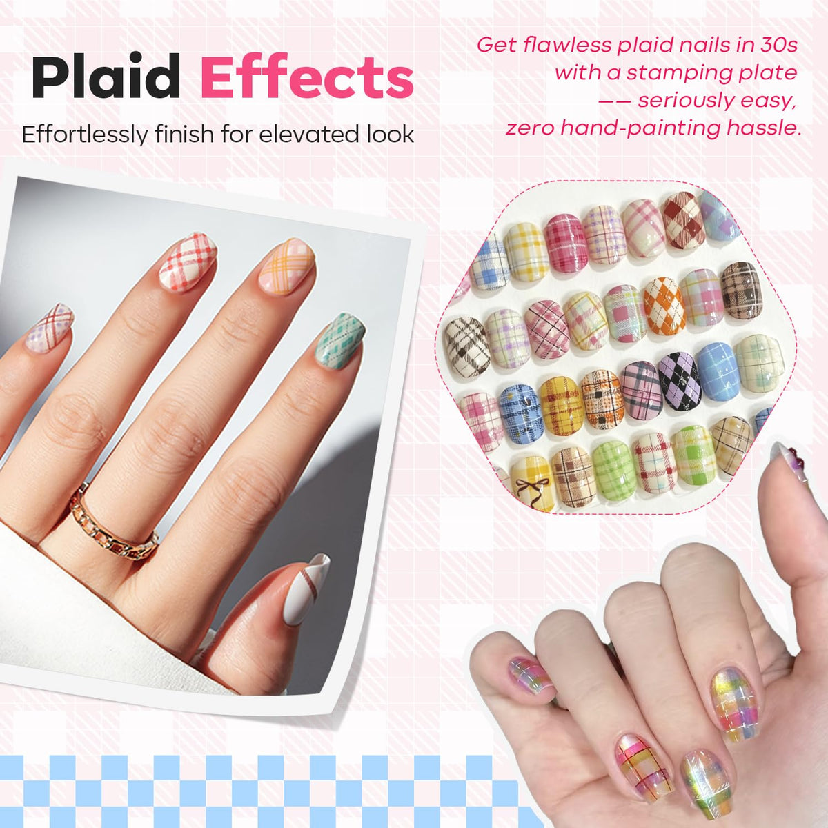 modelones stamping in use on a hand illustrating effortless transfer and neat results