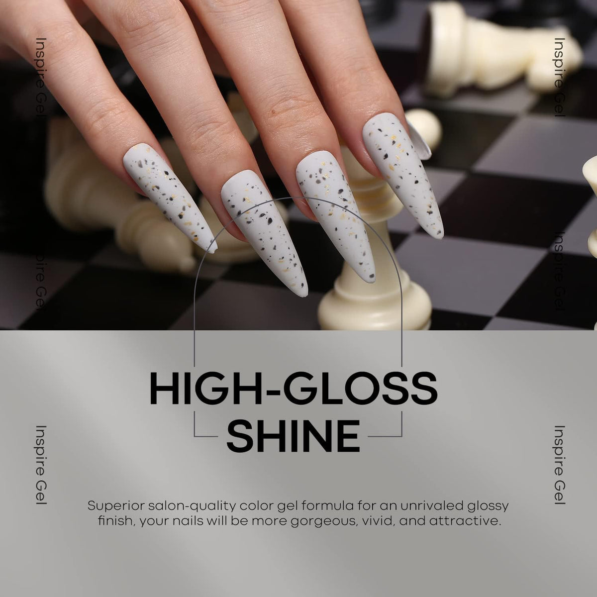 modelones swatch plate of six shades showing opacity and pairing options for nail art