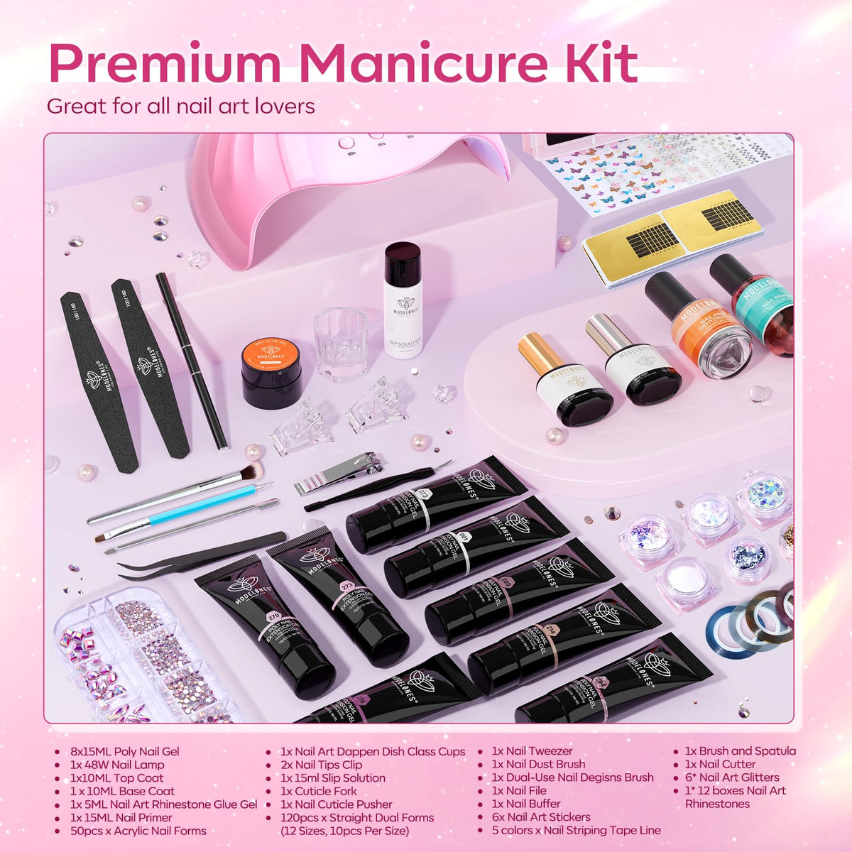 modelones manicure tools and accessories organized for professional use