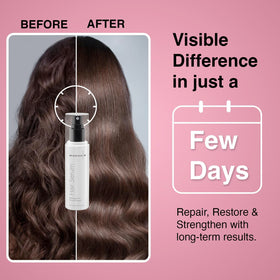 MOEHAIR being applied to damp hair to demonstrate smoothing and manageability