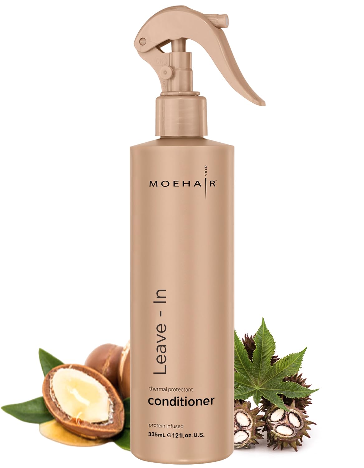 MOEHAIR front bottle shot showing label and 12 fl oz size with clear benefits