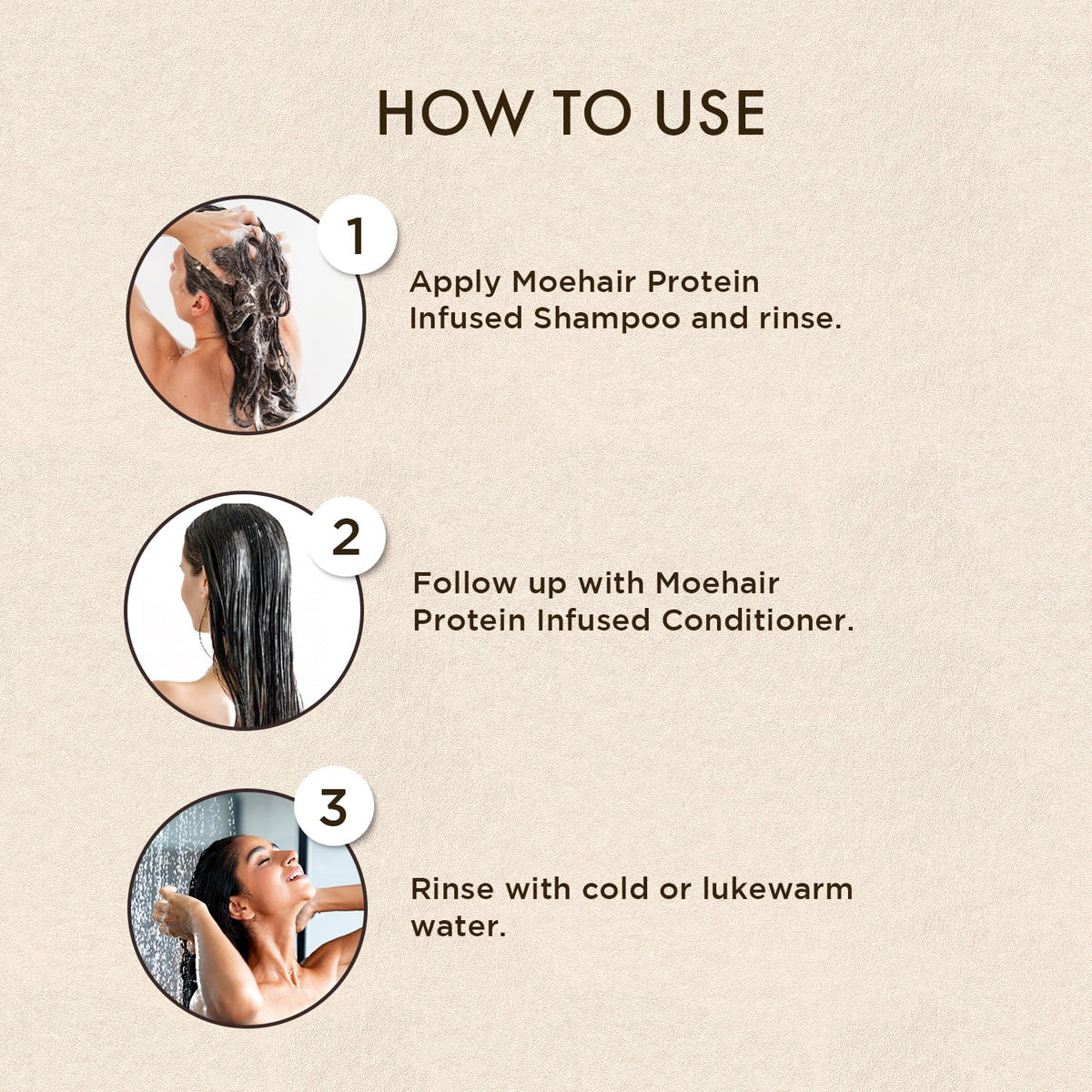 MOEHAIR in use on wet hair illustrating effective hydration and smoothing