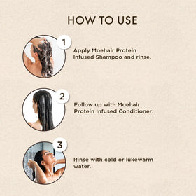 MOEHAIR in use on wet hair illustrating effective hydration and smoothing