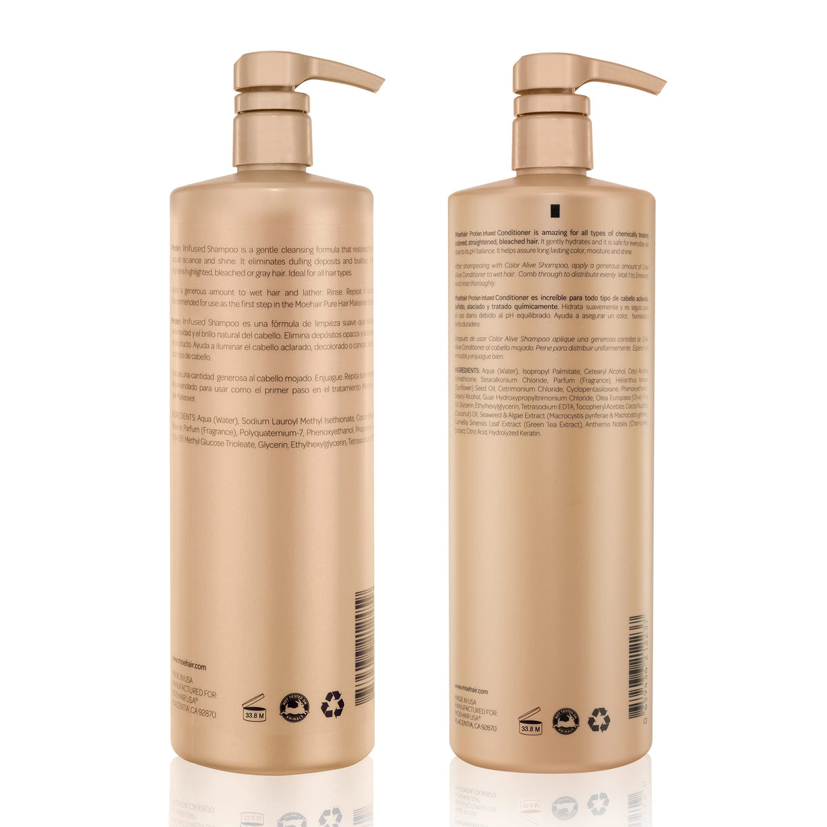 MOEHAIR ingredients label closeup emphasizing protein and botanicals