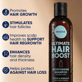 Moerie close-up label showing active ingredients and clean formula benefit