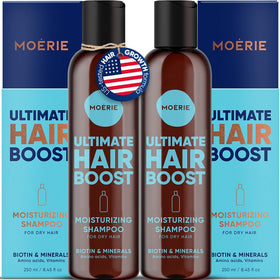 Moerie front packaging double set showing bottles and brand benefit