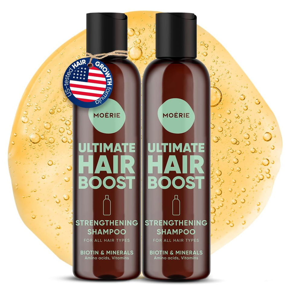 Moerie front packaging double set showing two bottles and benefits on label