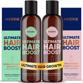 Moerie front packaging duo showing full bottles and benefits
