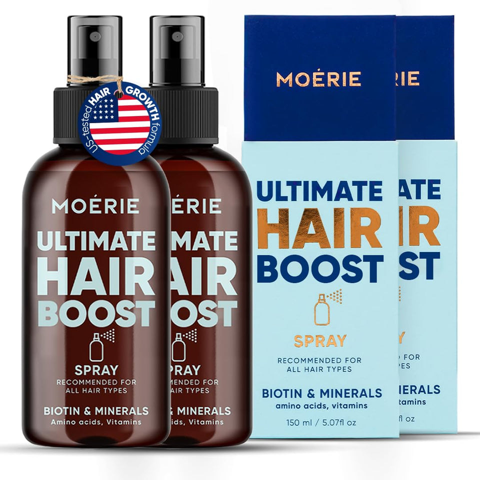 Moerie front packaging showing bottle and label, clear product identity and benefit